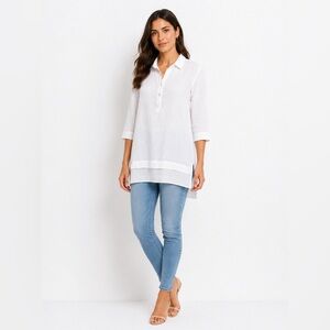 J. Jill linen White Collared Tunic Top S